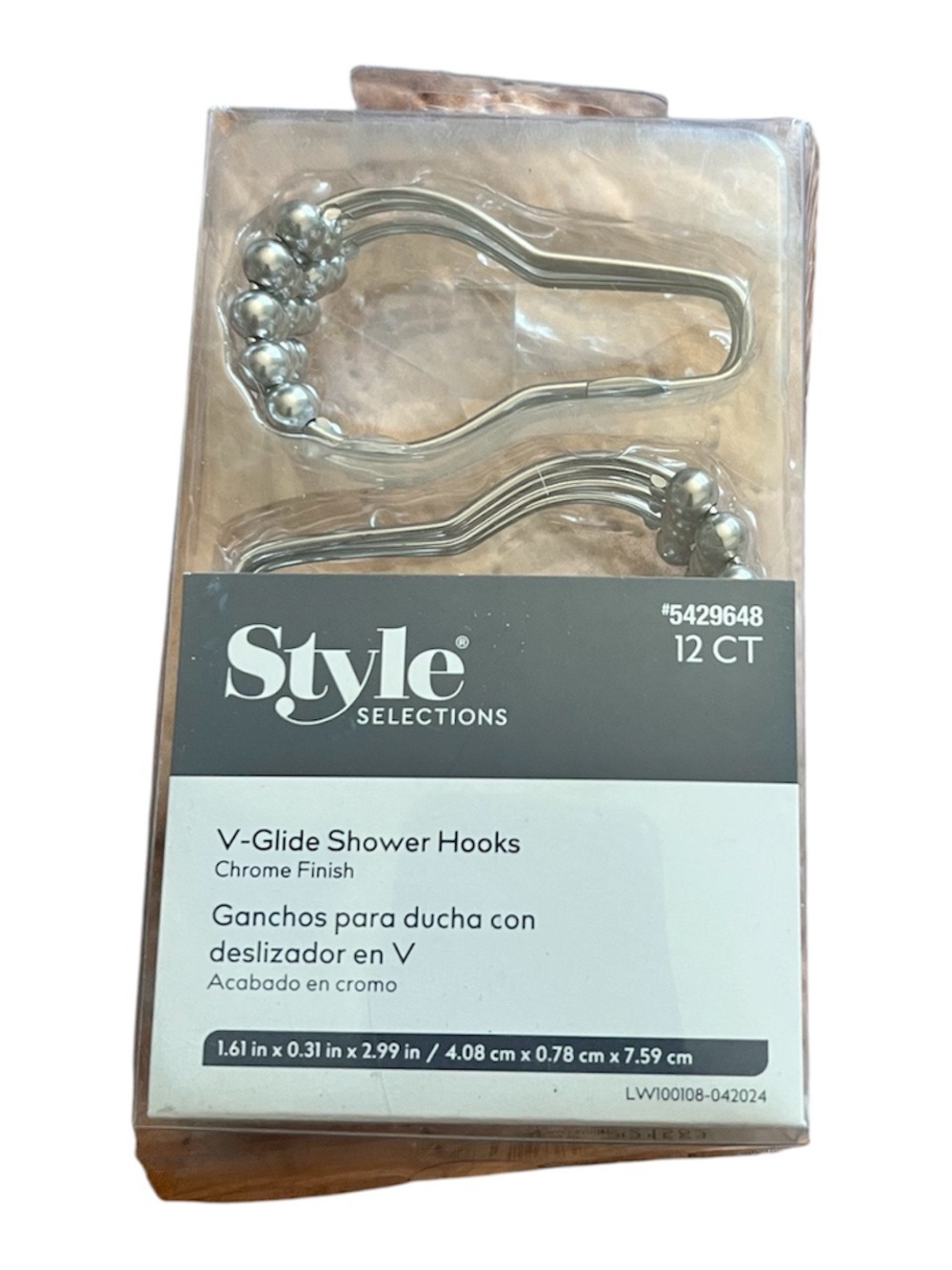 V-Glide Chrome Shower Hooks - 12 Pack